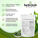 Tablettes végétaliennes Earth Circle Organics chlorelle adaptées à un régime végétalien.