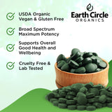 Earth Circle Organics tablettes riches en protéines et fer pour le soutien nutritionnel.