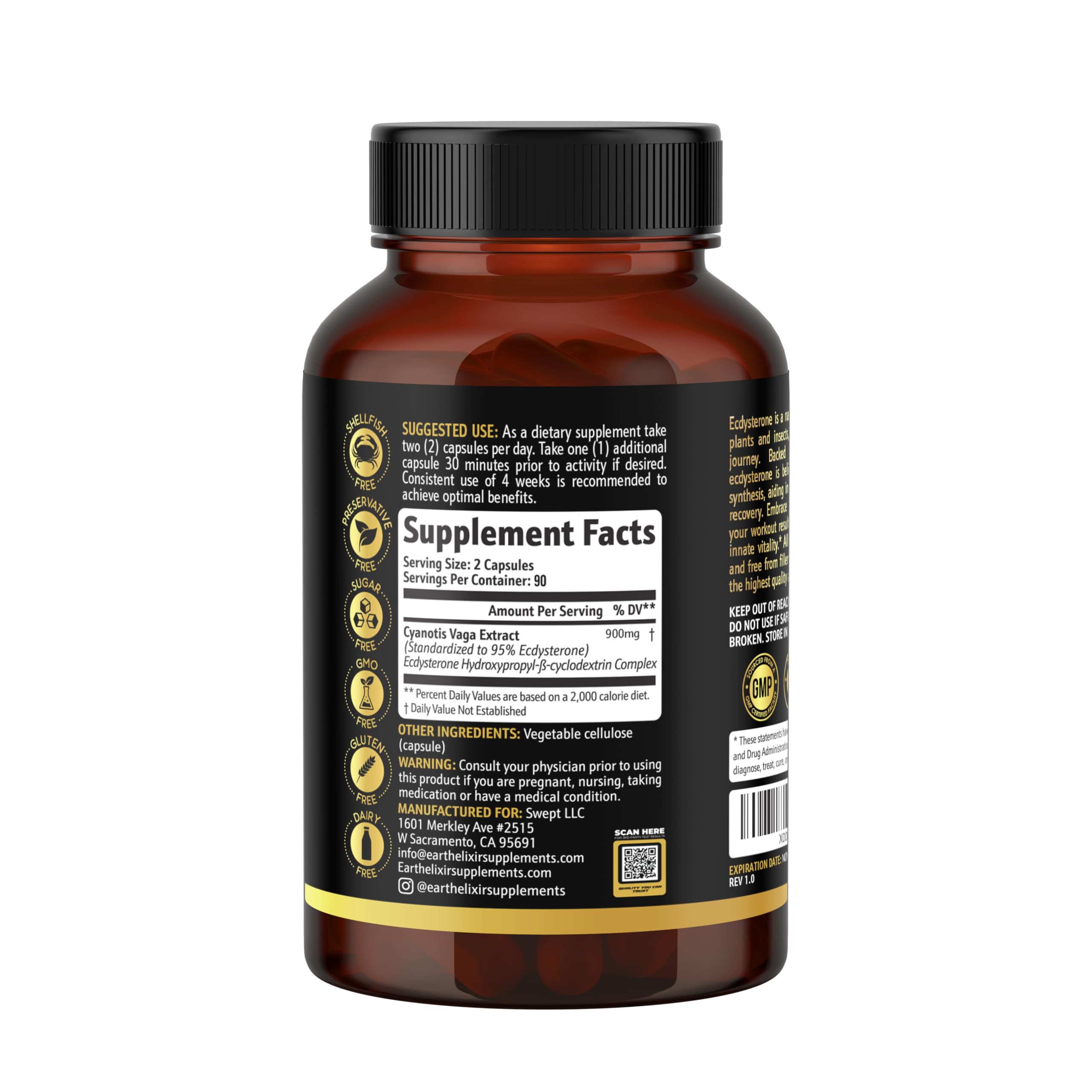 Earth Elixir Ecdysterone – composition naturelle et sans allergènes.