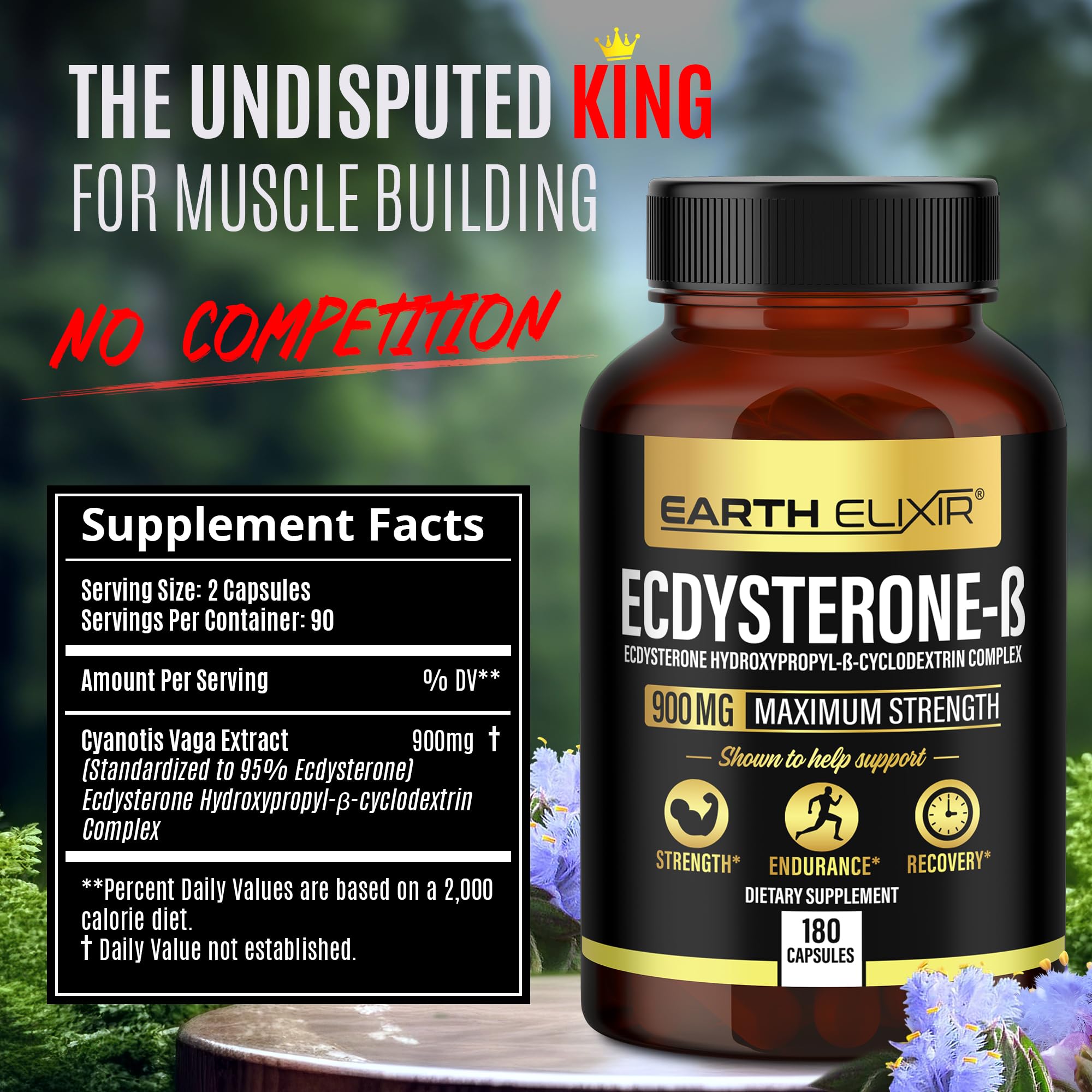 Earth Elixir Ecdysterone – gélules de 900 mg favorisant l'absorption efficace.