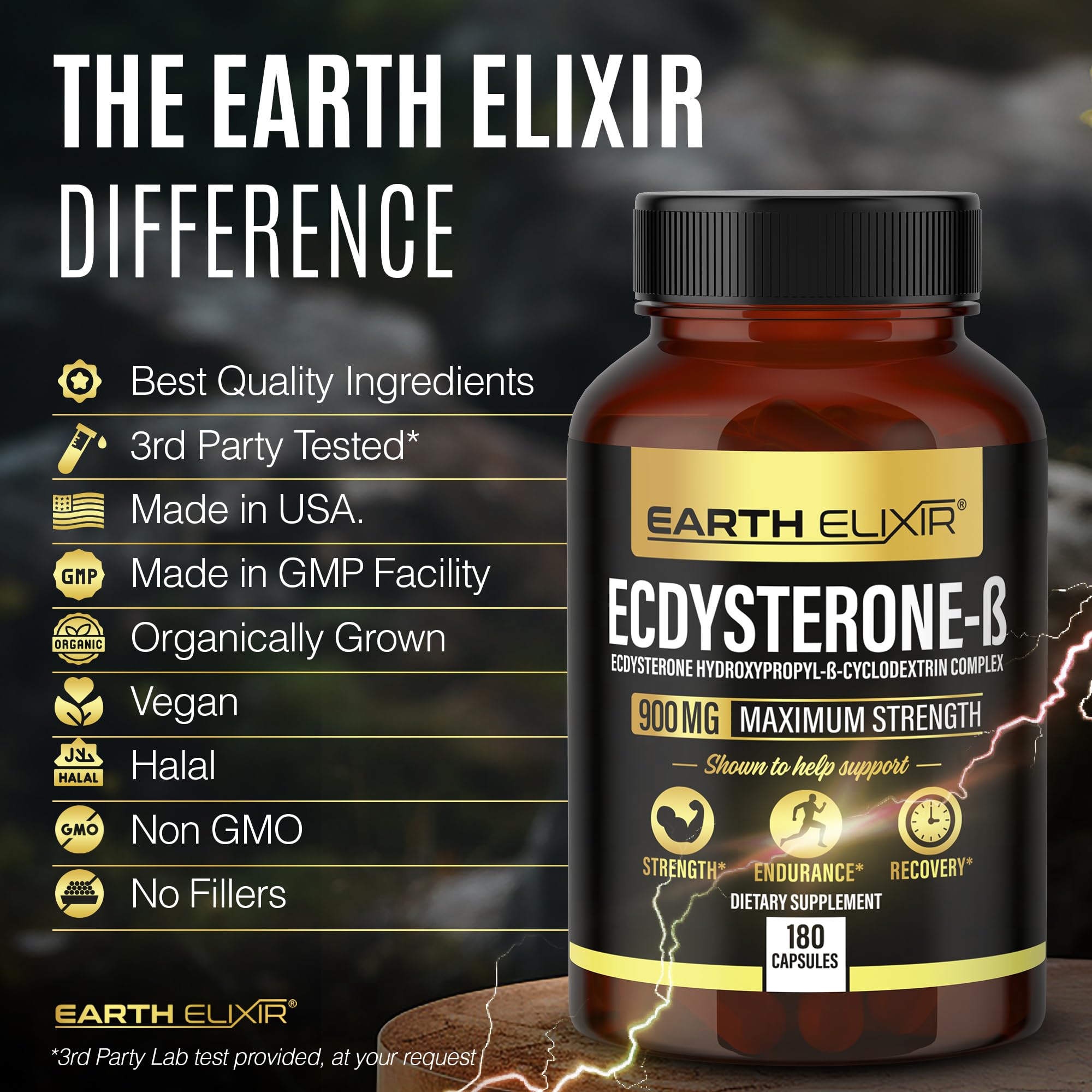 Earth Elixir Ecdysterone – image de sport illustrant l'entraînement et la récupération.