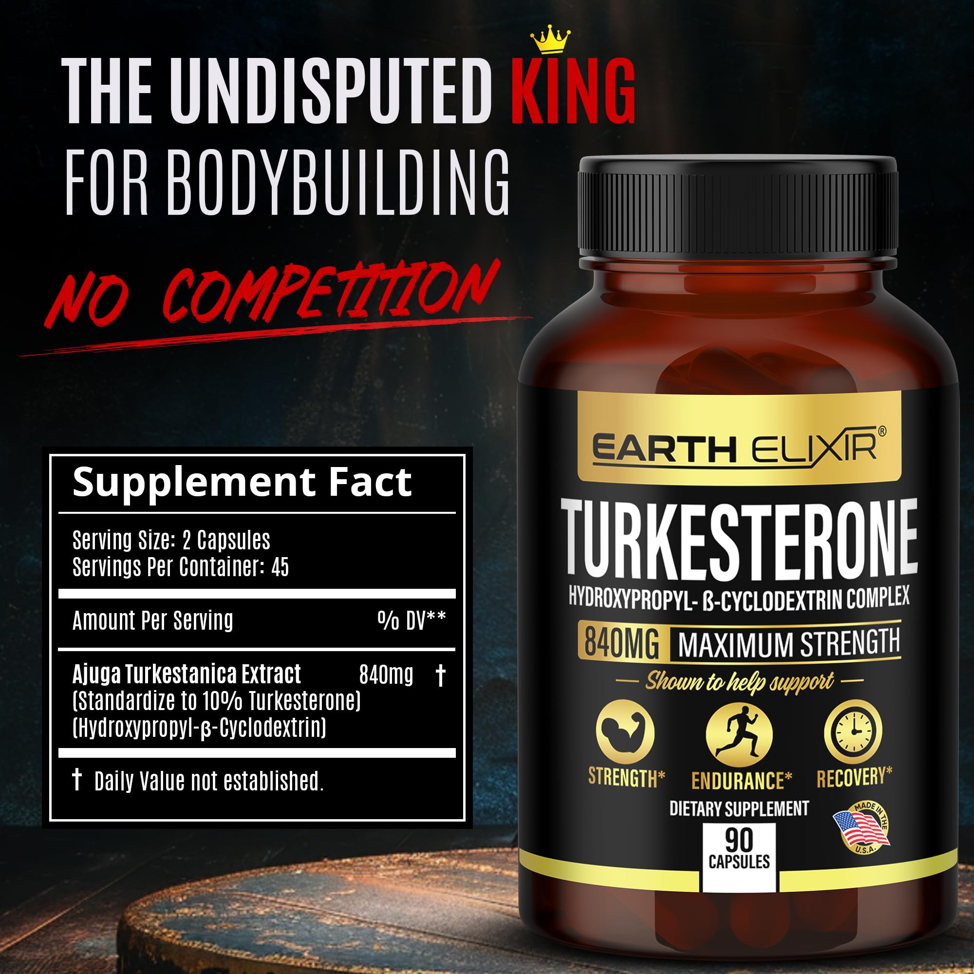 Earth Elixir Turkesterone capsules favorisent la force et la masse maigre
