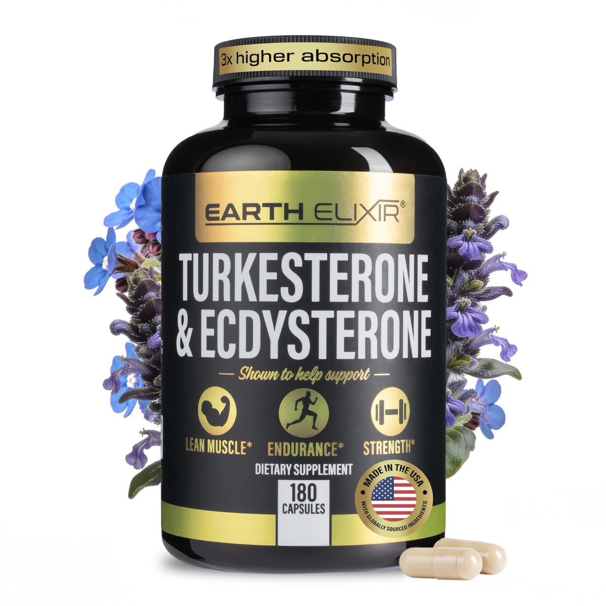 Earth Elixir turkesterone-ecdysterone-bouteille: soutien naturel à la performance pendant l’entraînement.