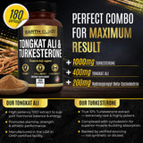 Earth Elixir Turkesterone Tongkat Ali — étiquette-produit affichant traçabilité et qualité.