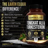 Earth Elixir Turkesterone Tongkat Ali — packaging pratique, idéal pour transport sportif.