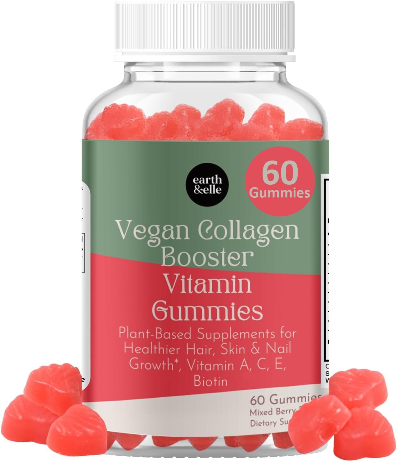 Gommes Earth & Elle vegan en forme coeur rouge saveur framboise idéale pour une routine beauté quotidienne