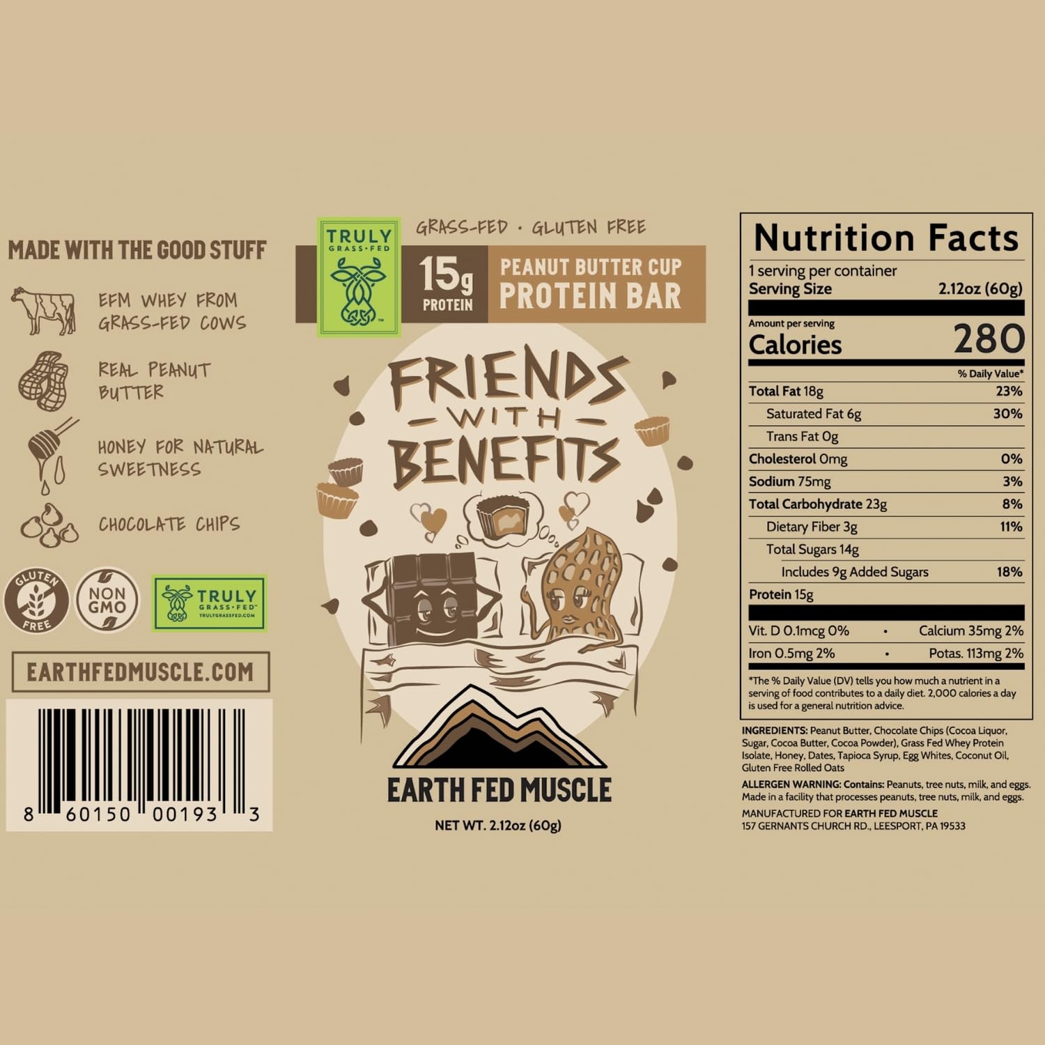 Ingrédients simples: miel et huile de coco dans la barre Earth Fed Muscle