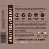 Earth Fed Muscle Dark Arts goût chocolat noir, sans sucre ajouté.