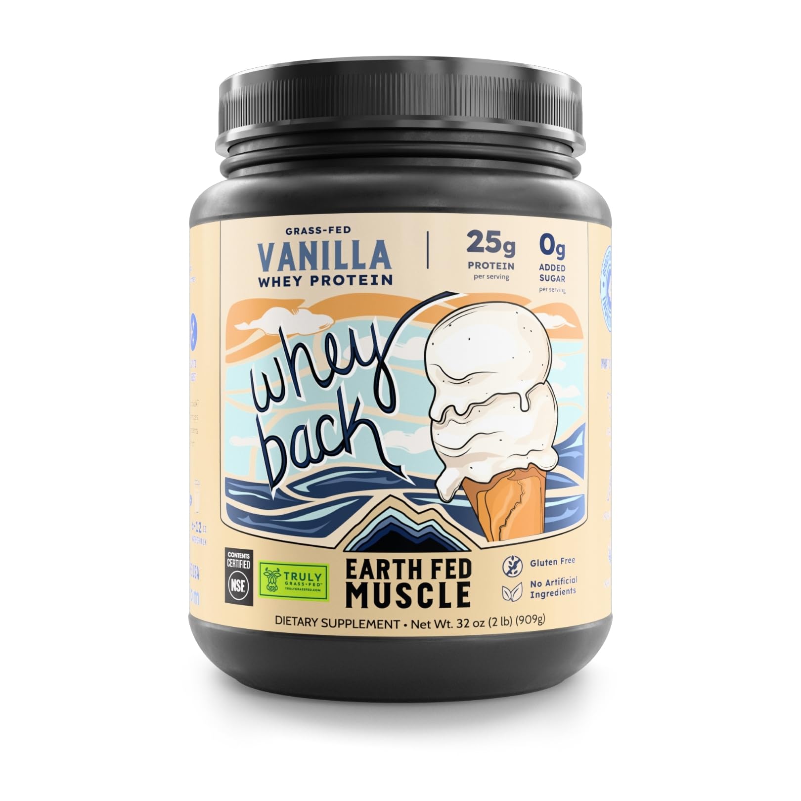 Earth Fed Muscle Whey Back isolat irlandais, protéine complète pour récupération après l'effort