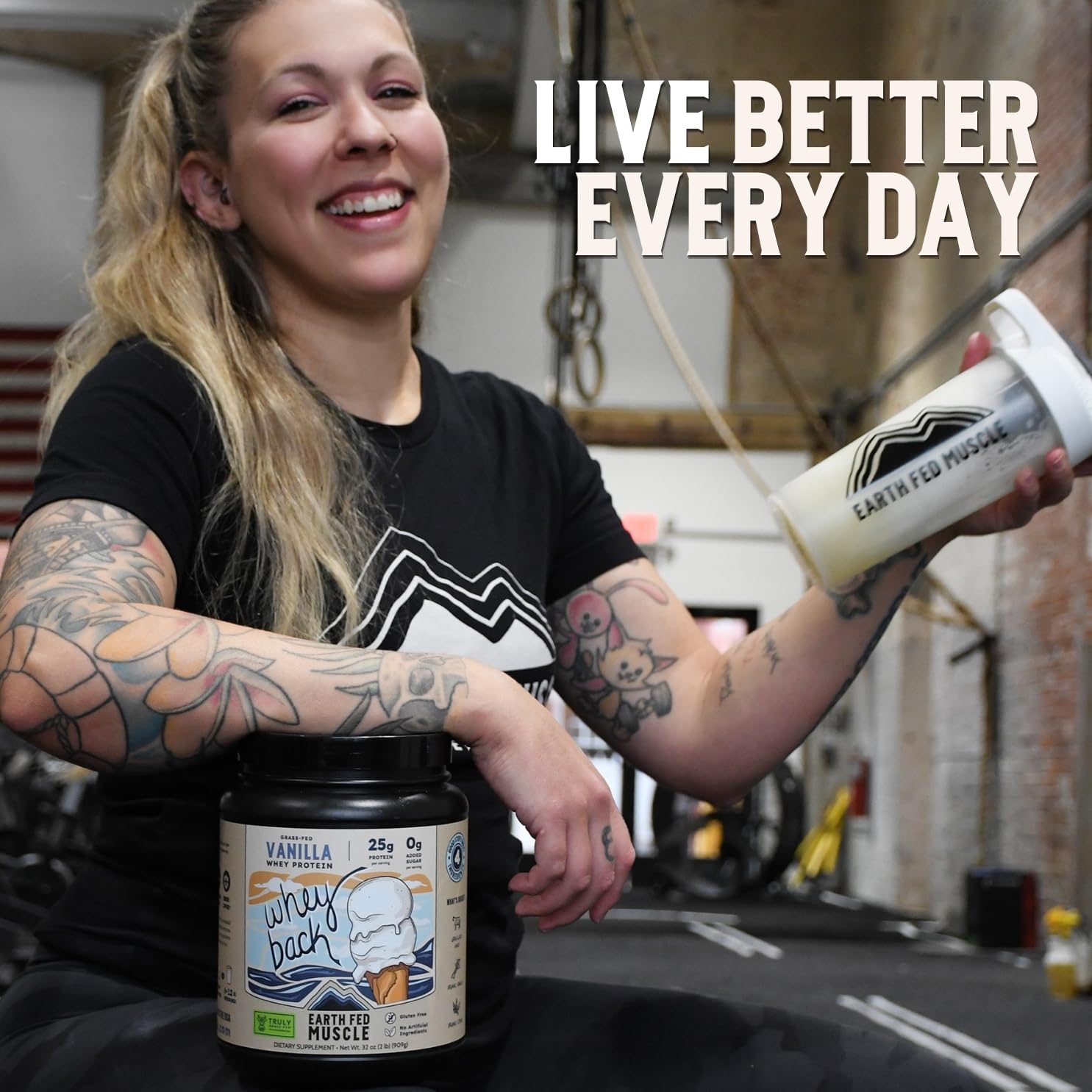 Earth Fed Muscle Whey Back smoothie maison prêt en quelques minutes