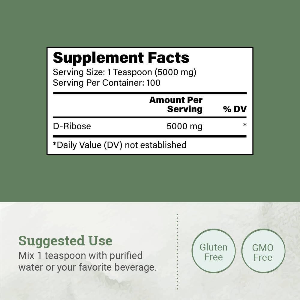 Earth Harmony Naturals D-Ribose Poudre: récupération après entrainement plus rapide.