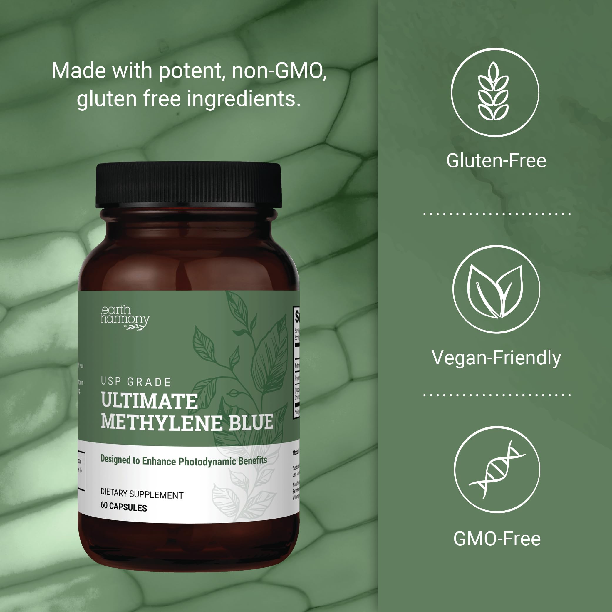 Étiquette norme USP sur Earth Harmony Naturals, signe de qualité