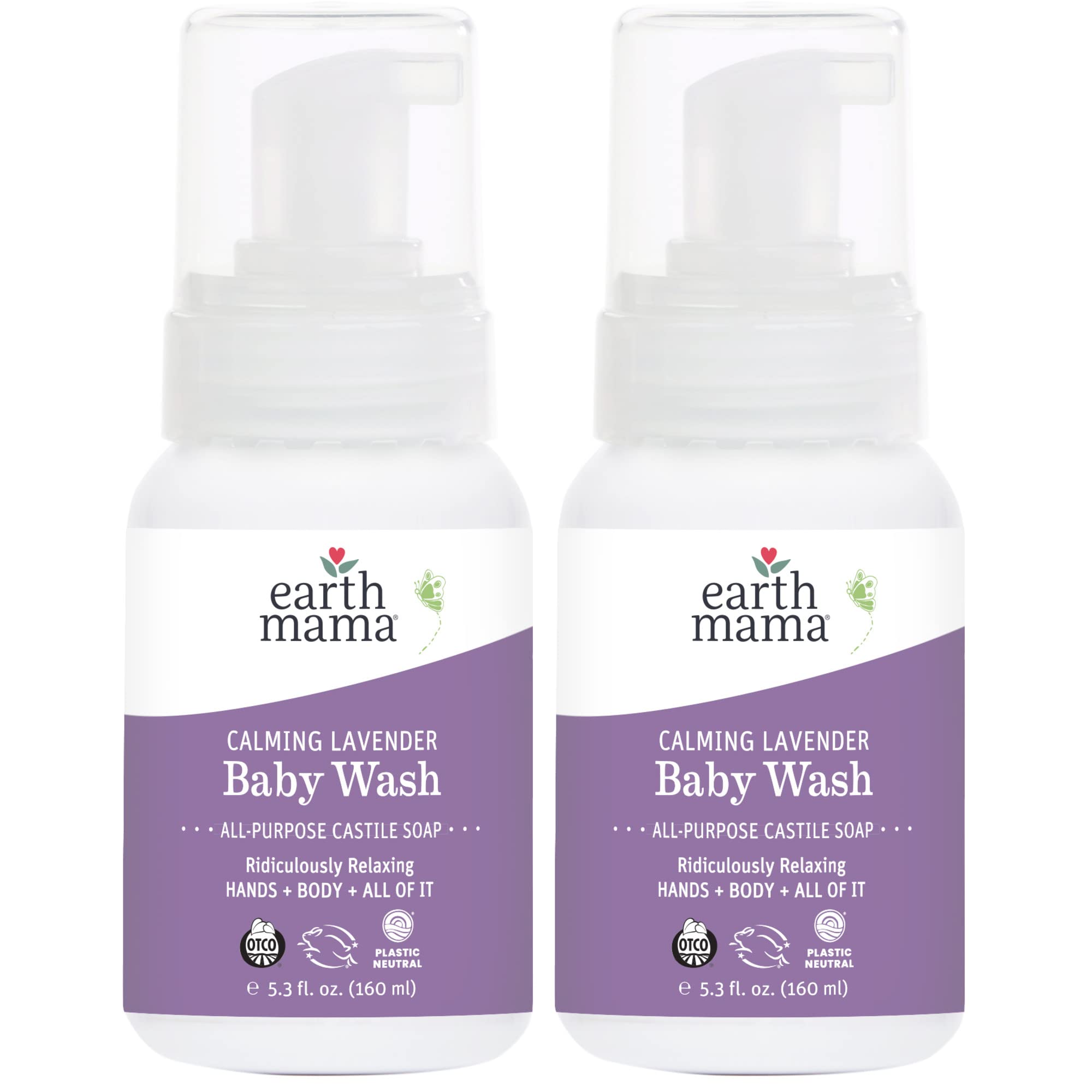 Earth Mama Lavande – Bouteille-pompe pour bain et mains, utilisation douce du bébé.