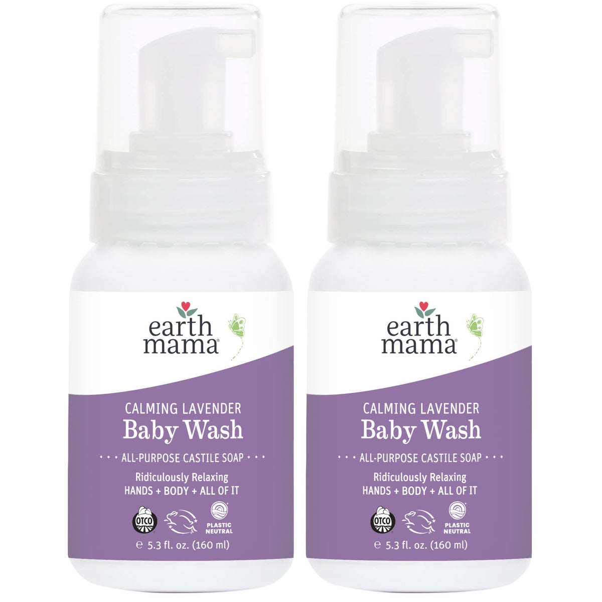 Earth Mama Lavande – Bouteille-pompe pour bain et mains, utilisation douce du bébé.