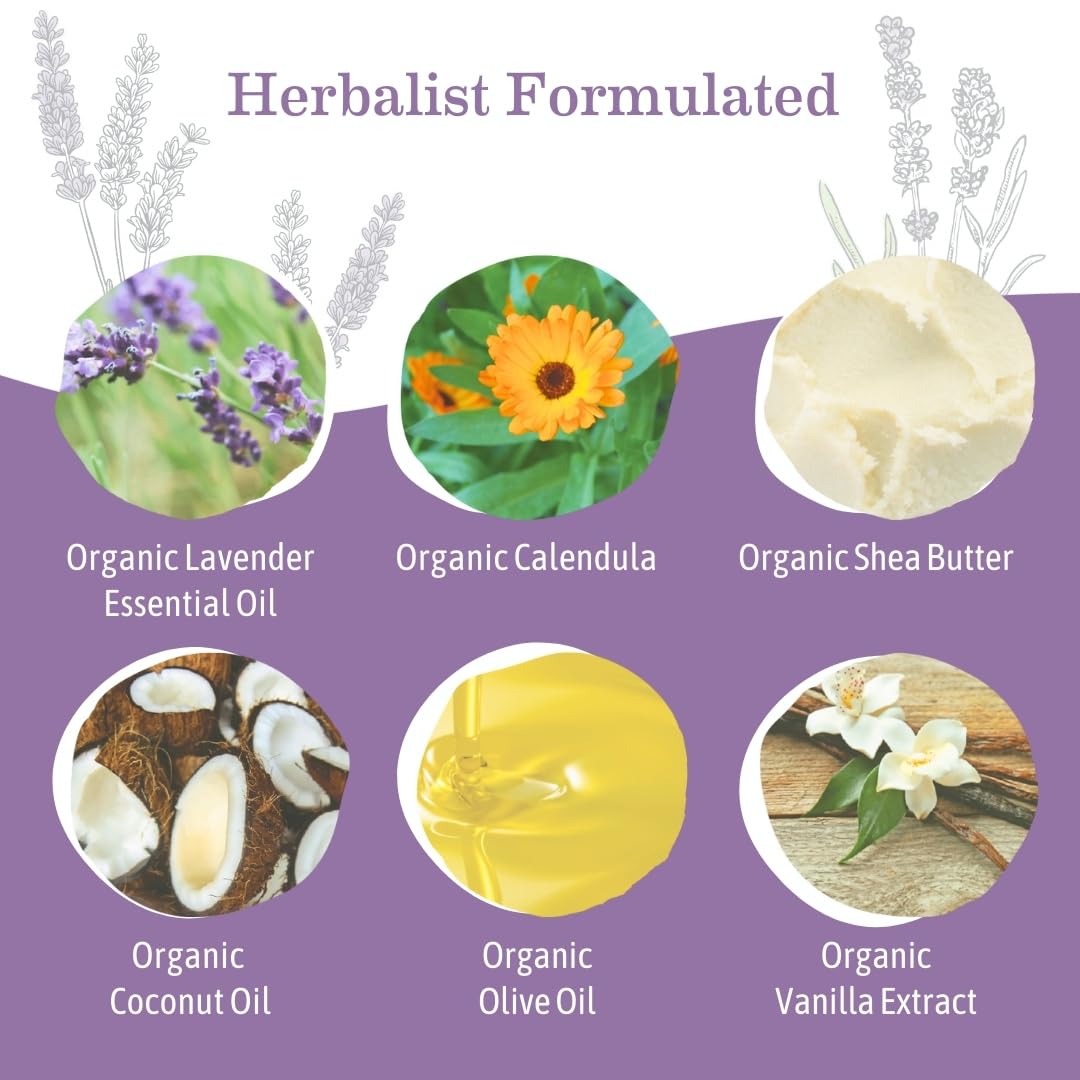 Earth Mama Lavande – Huile de coco organique, base naturelle nourrissante.