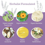 Earth Mama Lavande – Huile de coco organique, base naturelle nourrissante.