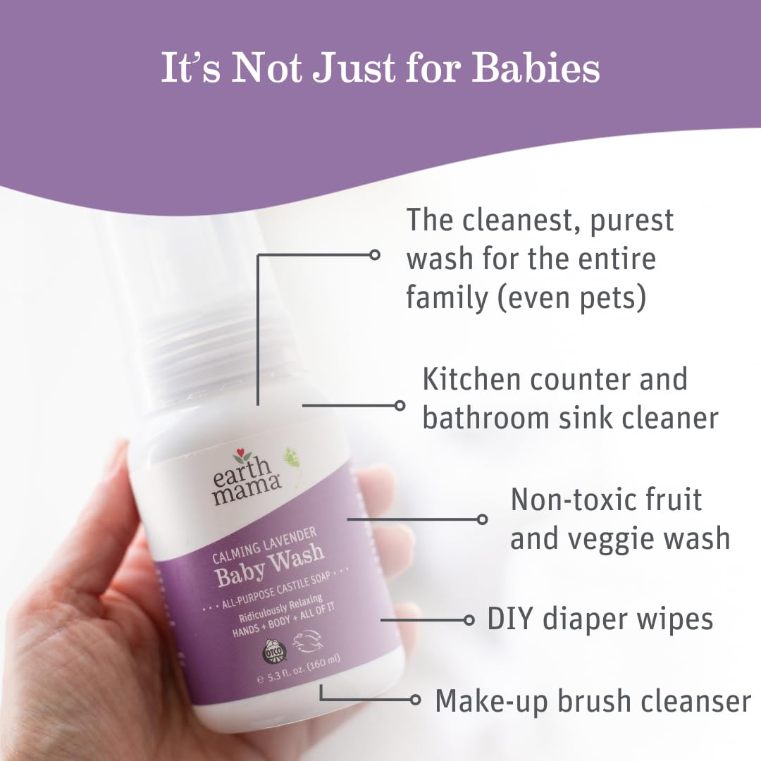 Earth Mama Lavande – Mousse légère pour le bain du bébé et les mains.