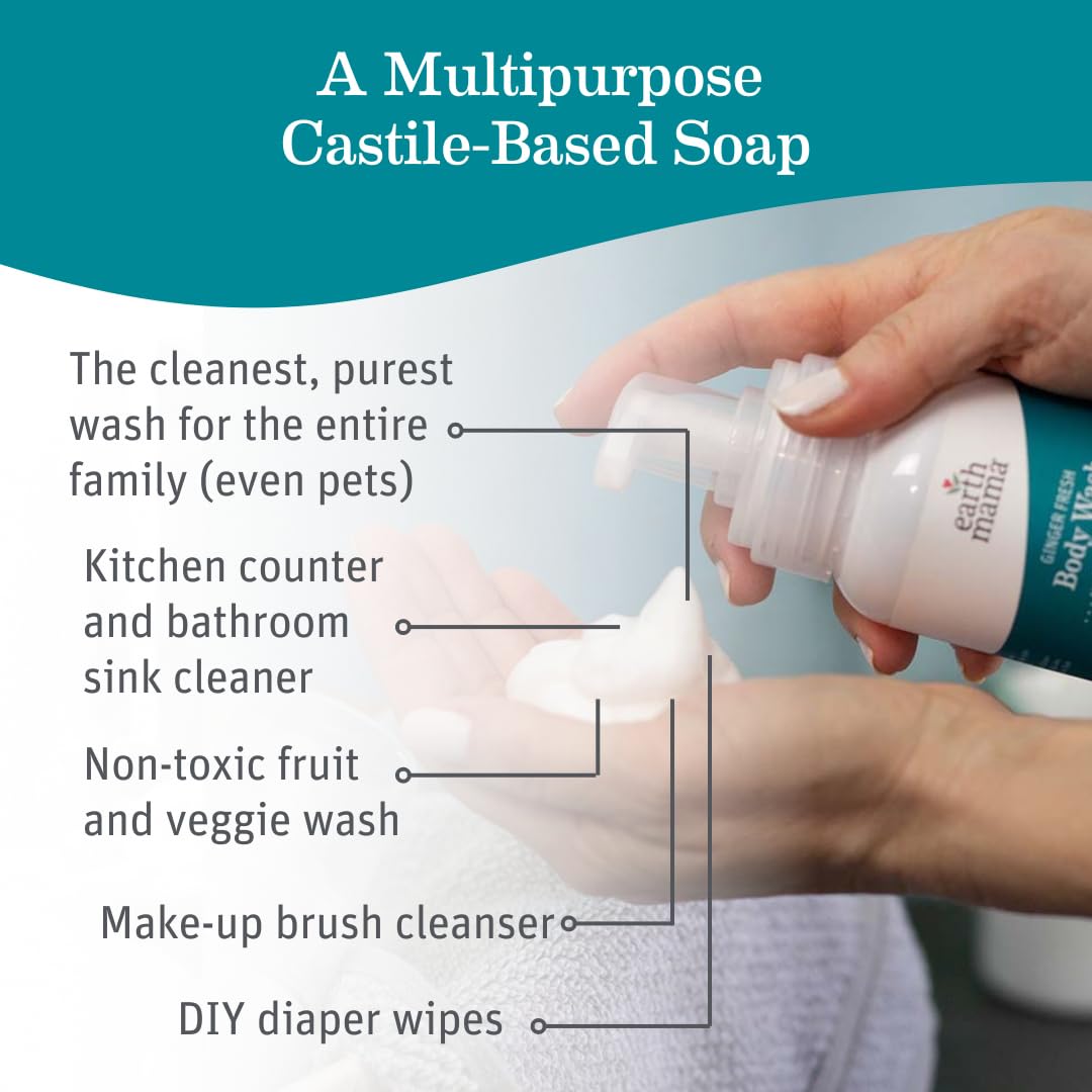 Earth Mama savon-liquide castile : bouteille prête pour une utilisation quotidienne.