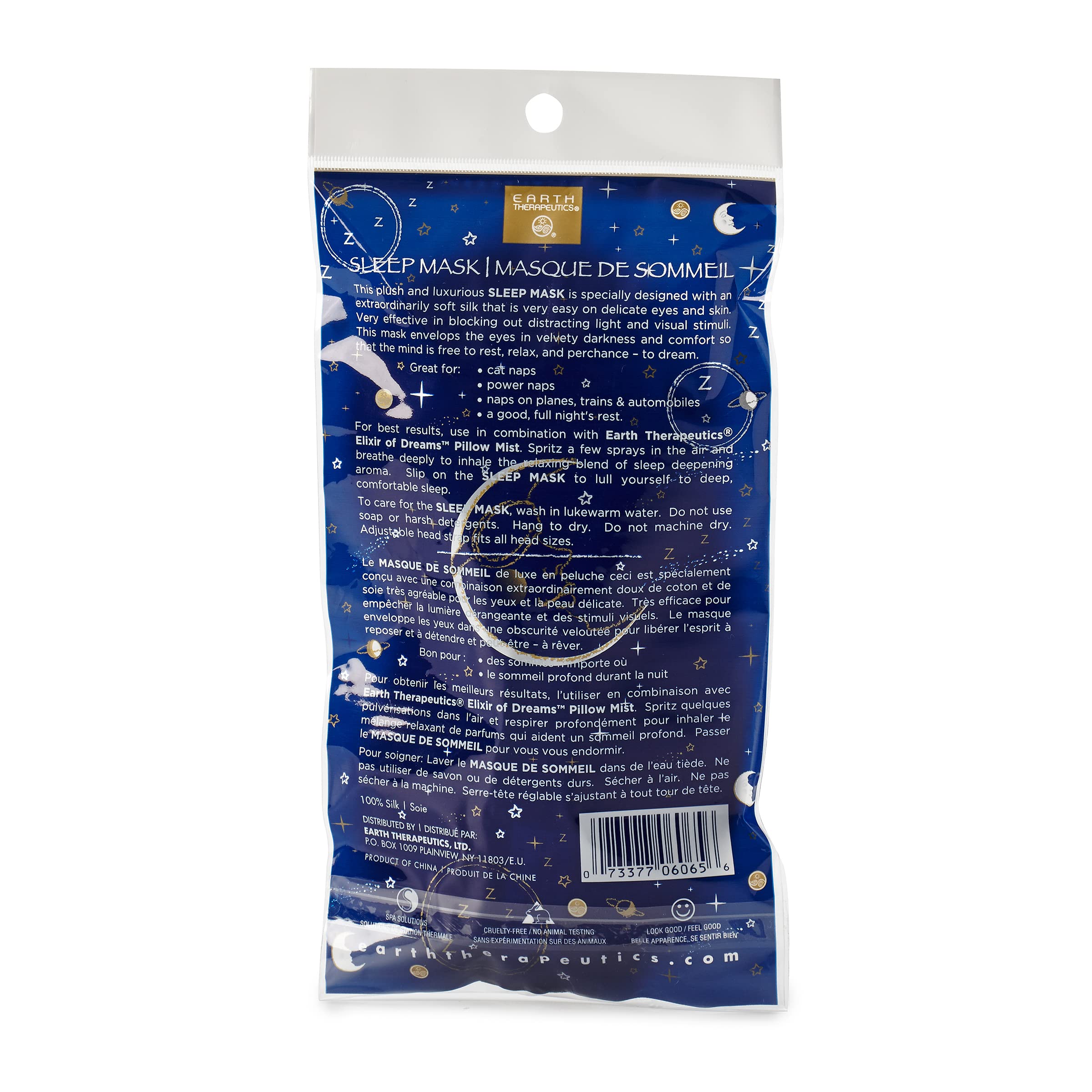 Earth Therapeutics Dream Zone masque bloque la lumière pour des nuits reposantes.