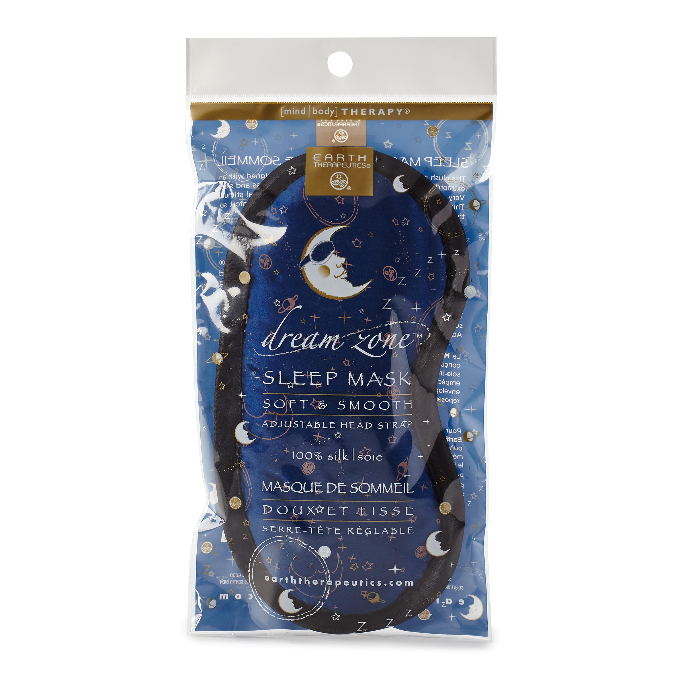 Earth Therapeutics Dream Zone masque en soie douce pour un sommeil paisible.