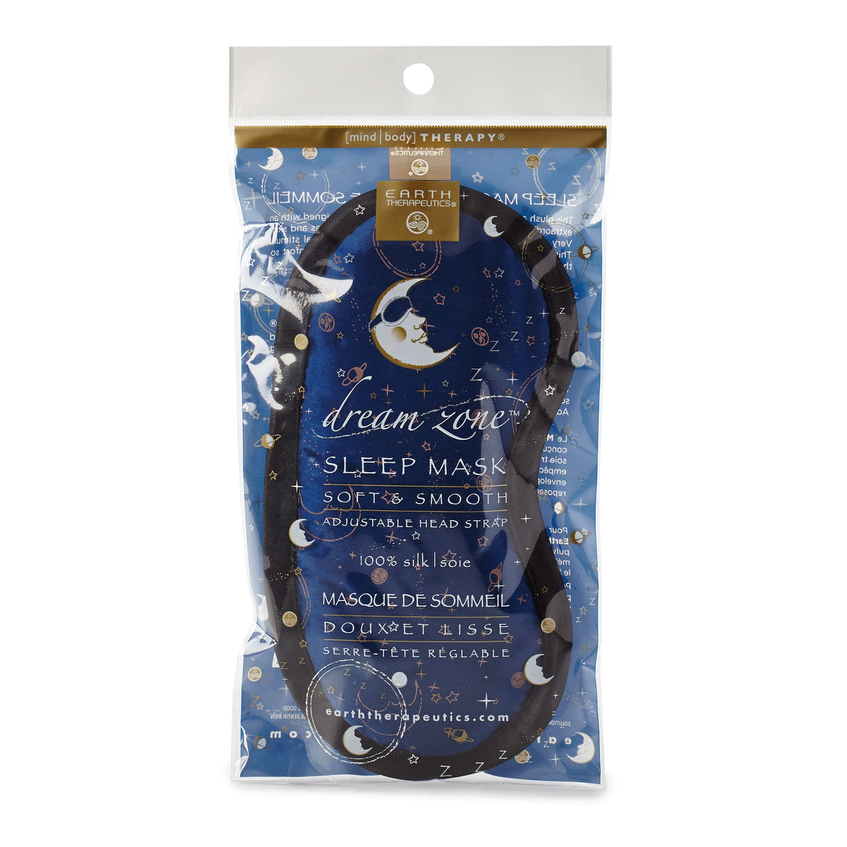 Earth Therapeutics Dream Zone masque en soie douce pour un sommeil paisible.