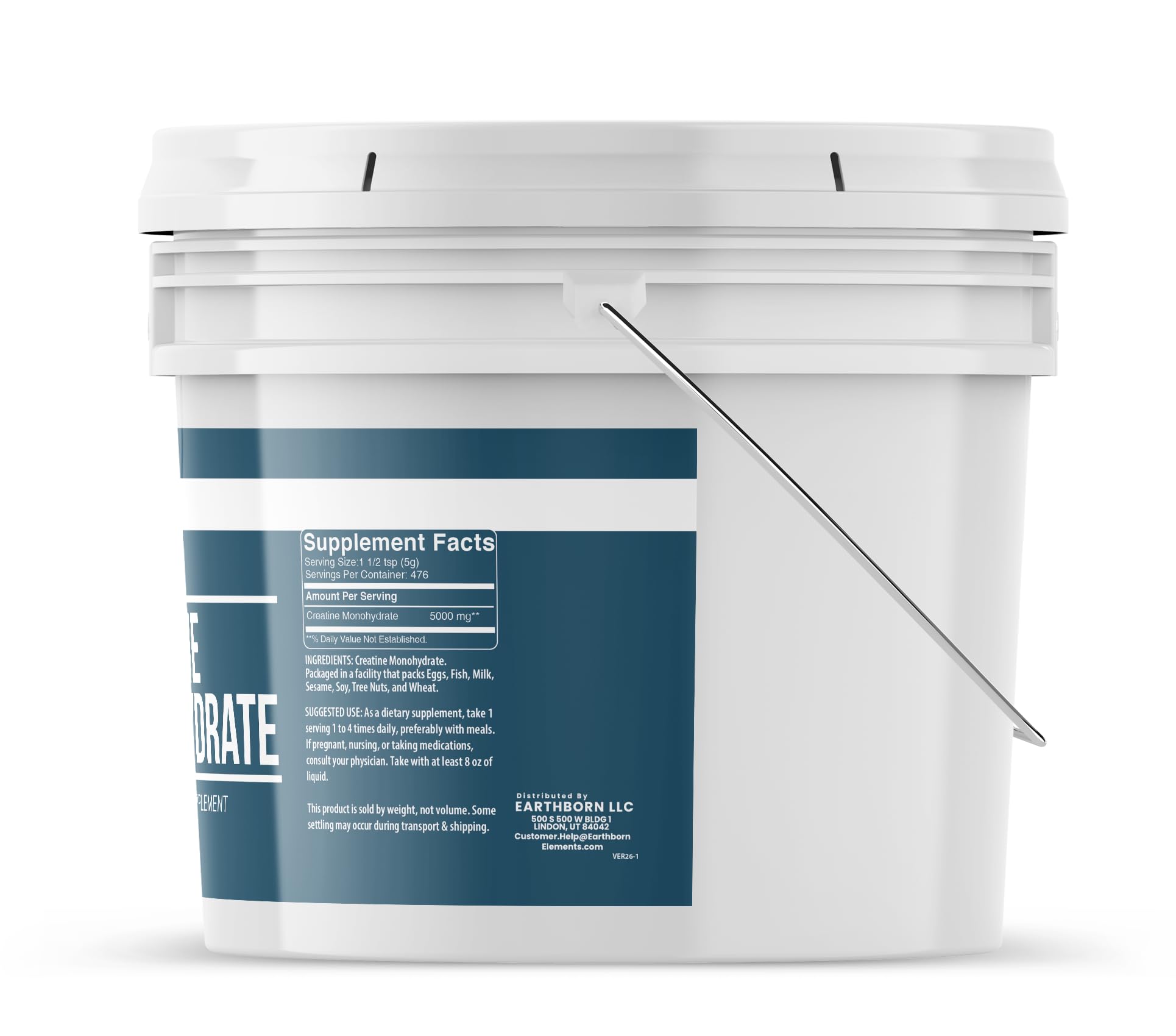 Earthborn Elements Creatine Monohydrate, poudre naturelle sans additifs