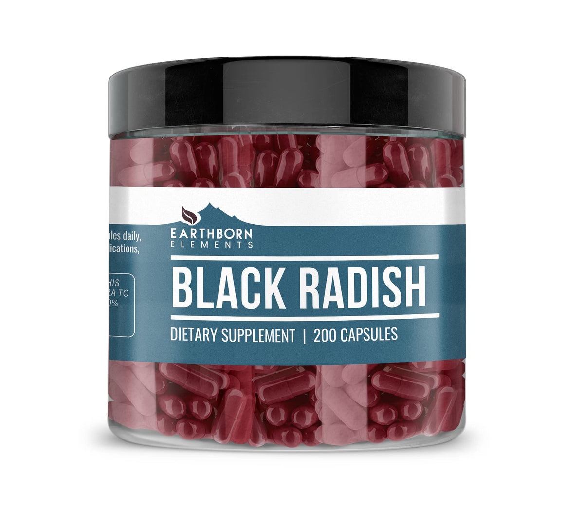 Earthborn Elements extrait noir radis en bouteille — soutien potentiel au confort digestif.