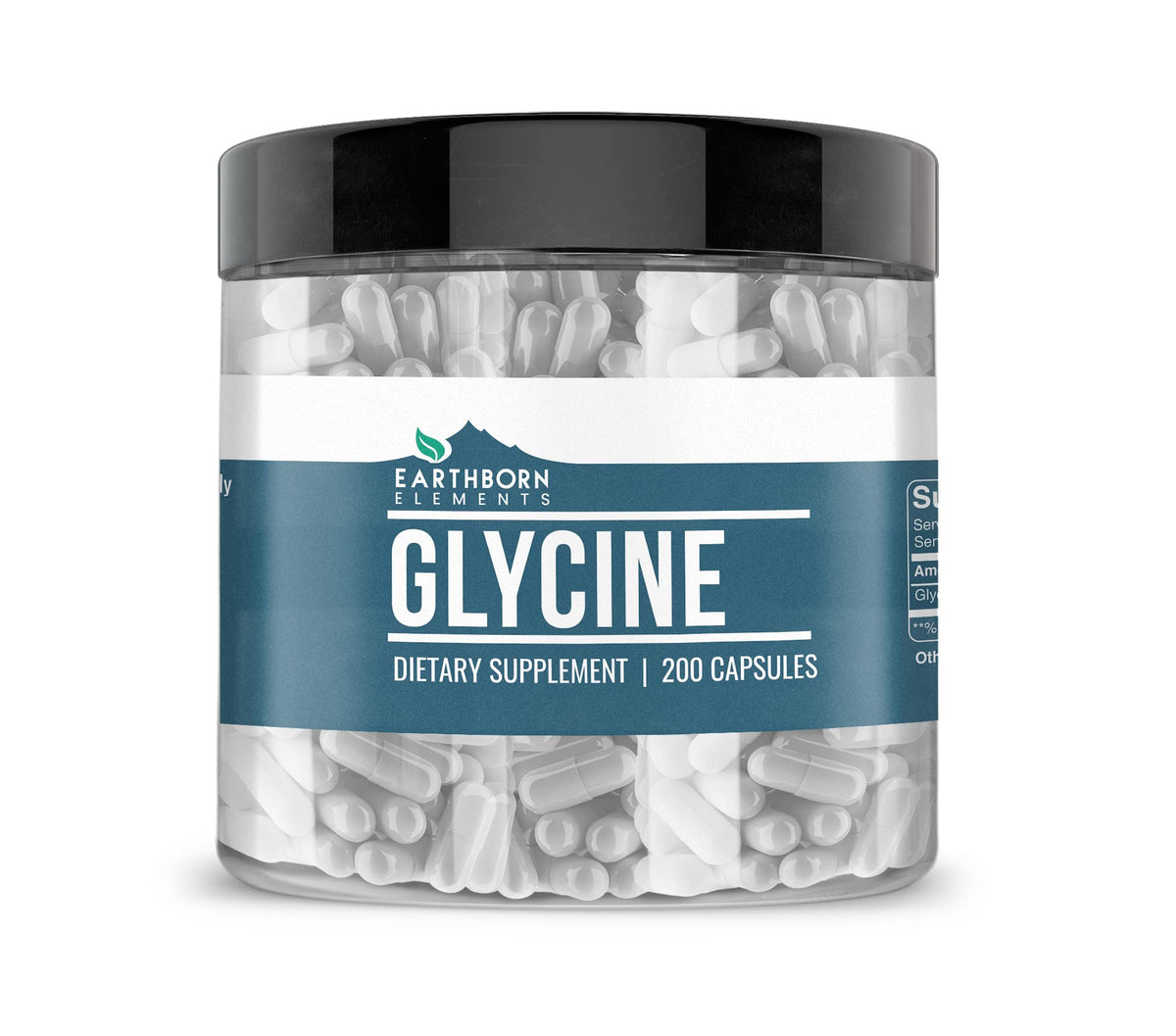 Glycine Earthborn Elements 200 capsules dans leur boîte, rangement pratique.