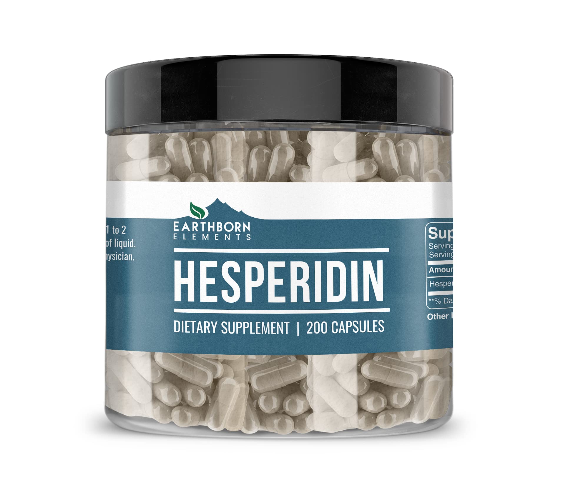 Earthborn Elements Hespéridine: bouteille de capsules, pratique pour un apport quotidien sans additifs.
