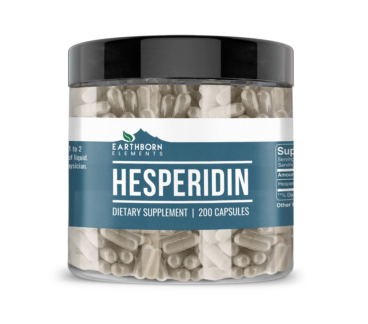 Earthborn Elements Hespéridine: bouteille de capsules, pratique pour un apport quotidien sans additifs.