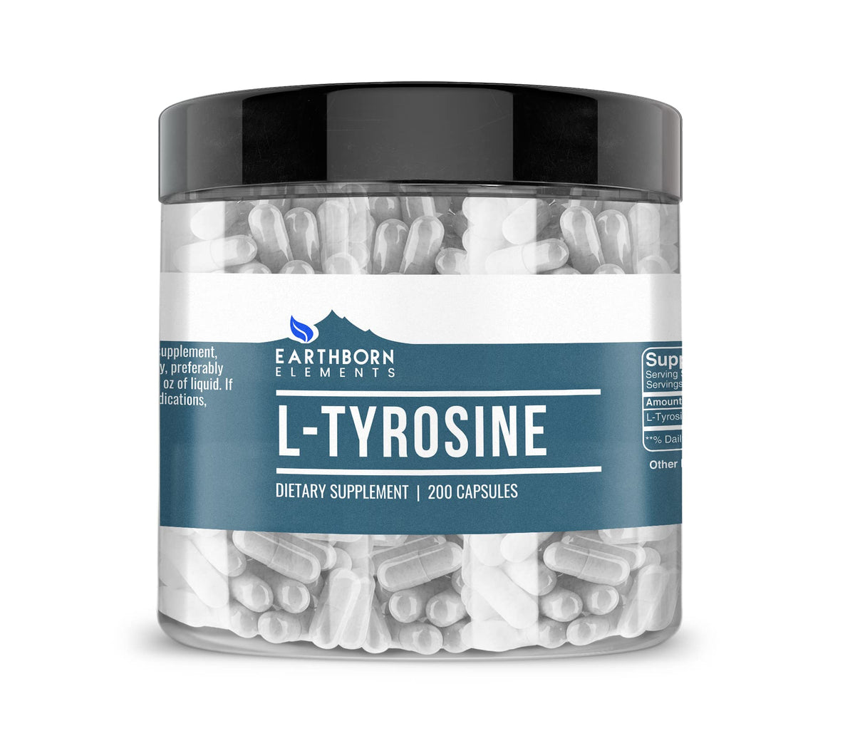 Earthborn Elements L-Tyrosine capsules emballage clair, pratique au quotidien