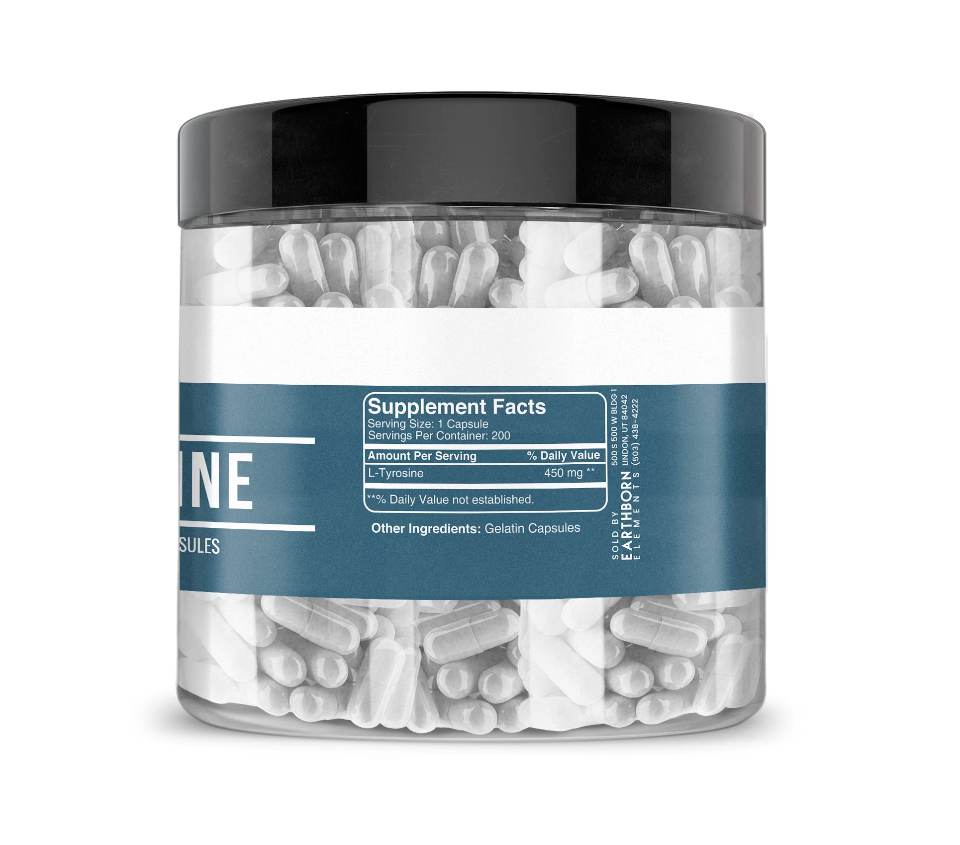 Earthborn Elements L-Tyrosine capsules flacon pratique et dosage facile