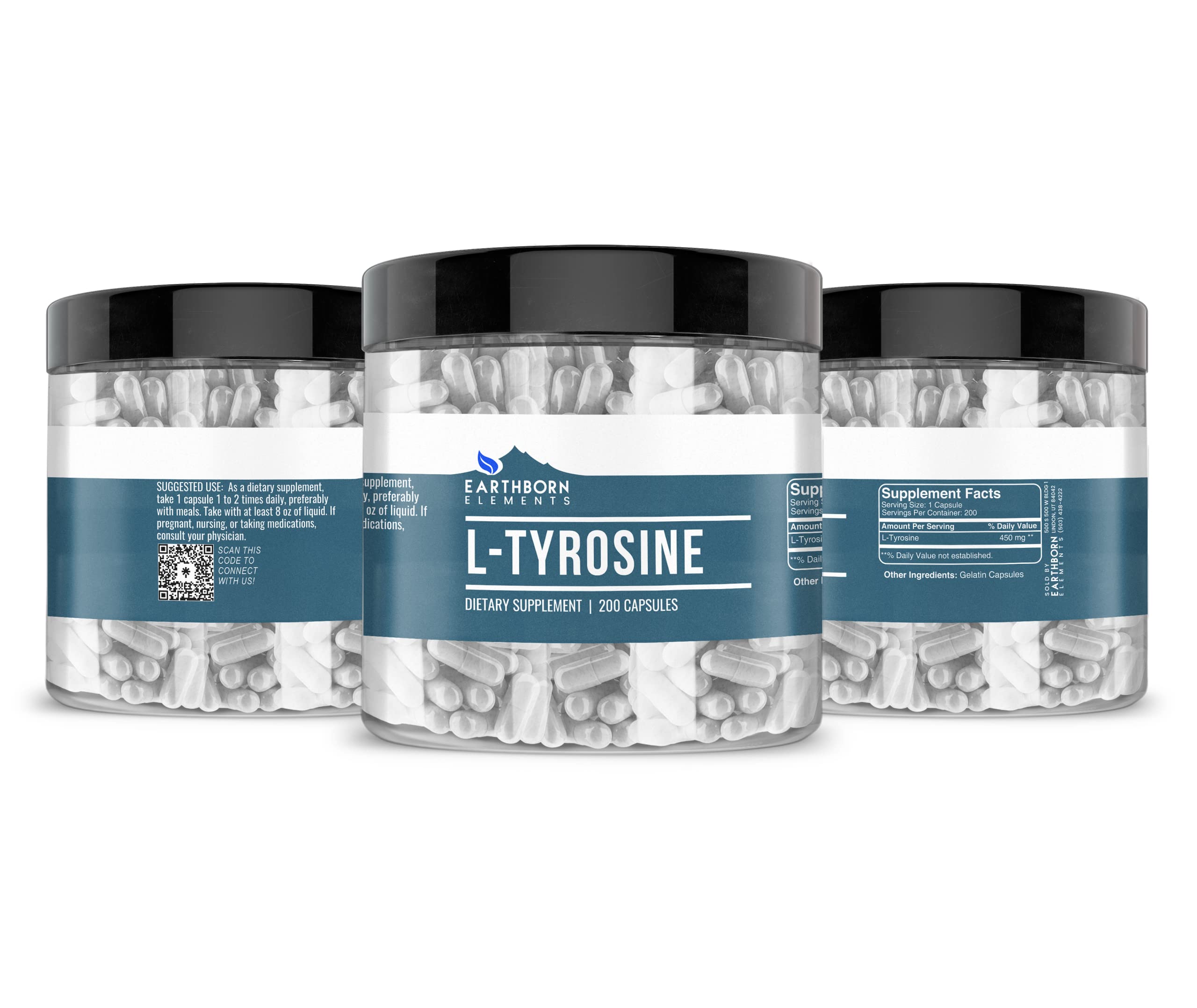 Earthborn Elements L-Tyrosine étiquette claire et informations produit