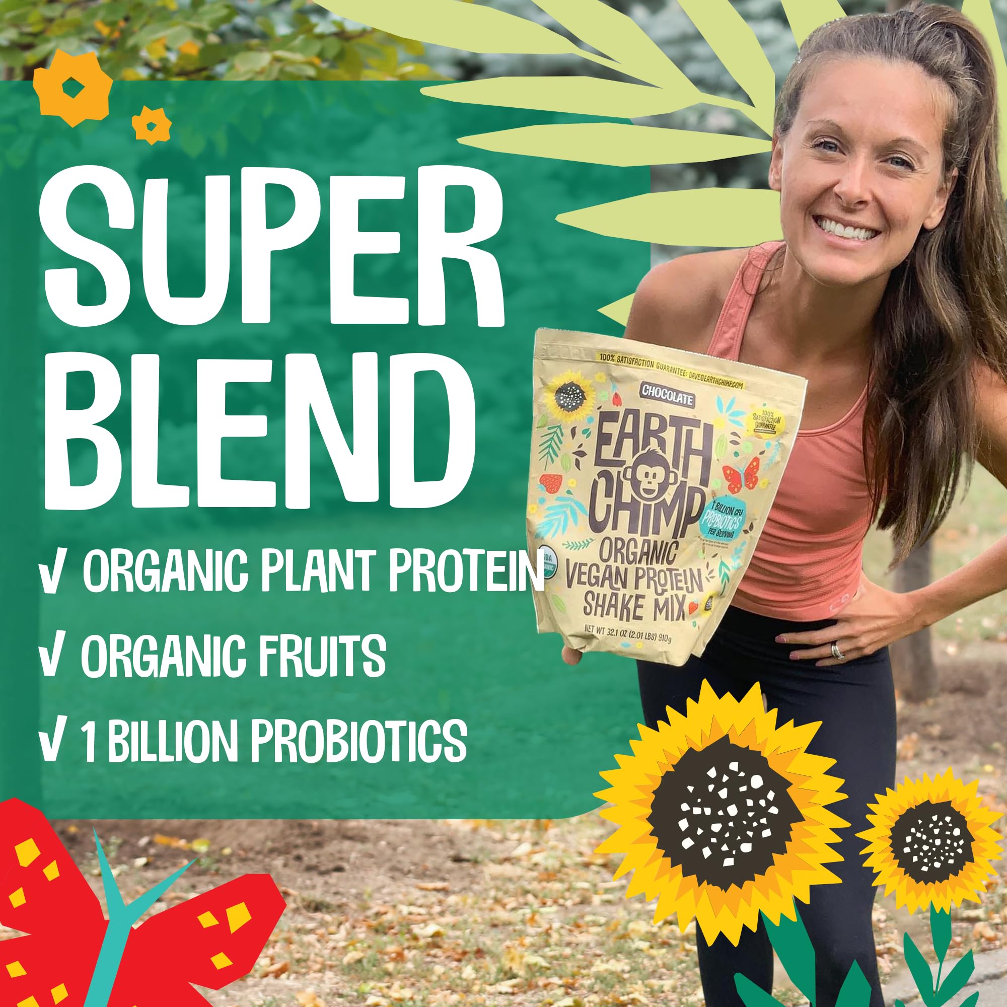 EarthChimp probiotiques dans protéine végan vanille — met en avant les probiotiques pour votre routine quotidienne.