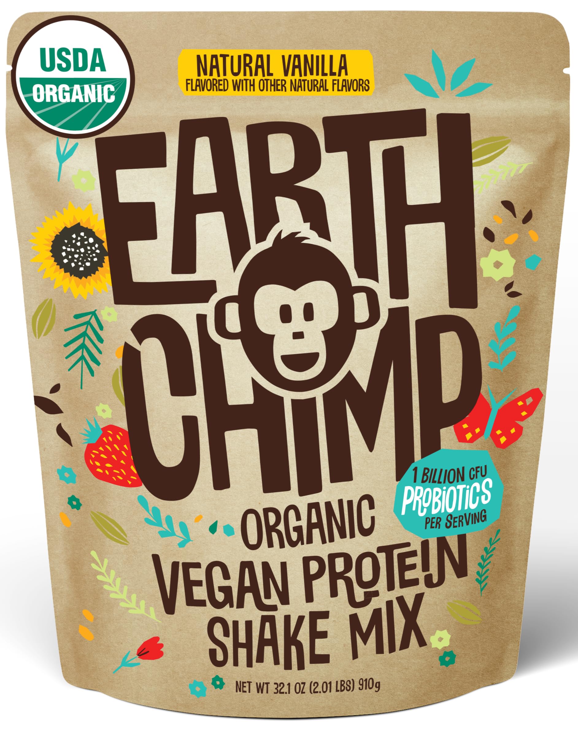 EarthChimp Protéine végétale vanille – bouteille prête pour un shake nourrissant et rapide