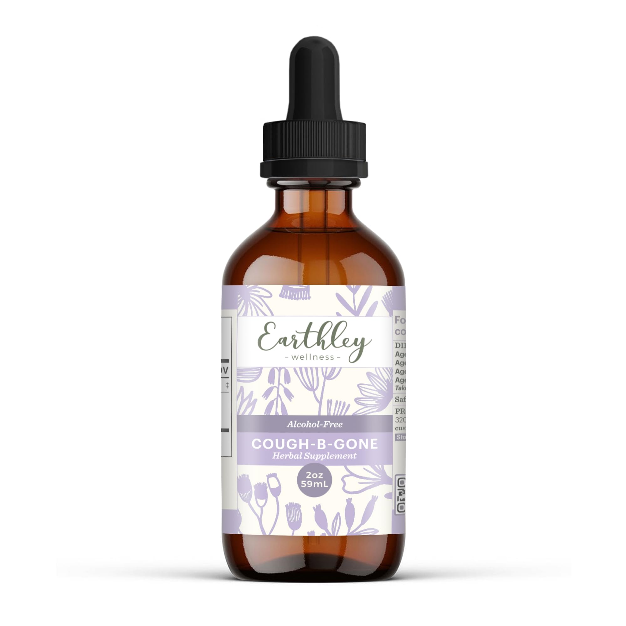 Earthley Wellness Cough-B-Gone : bouteille en verre 2oz prête pour toute la famille.