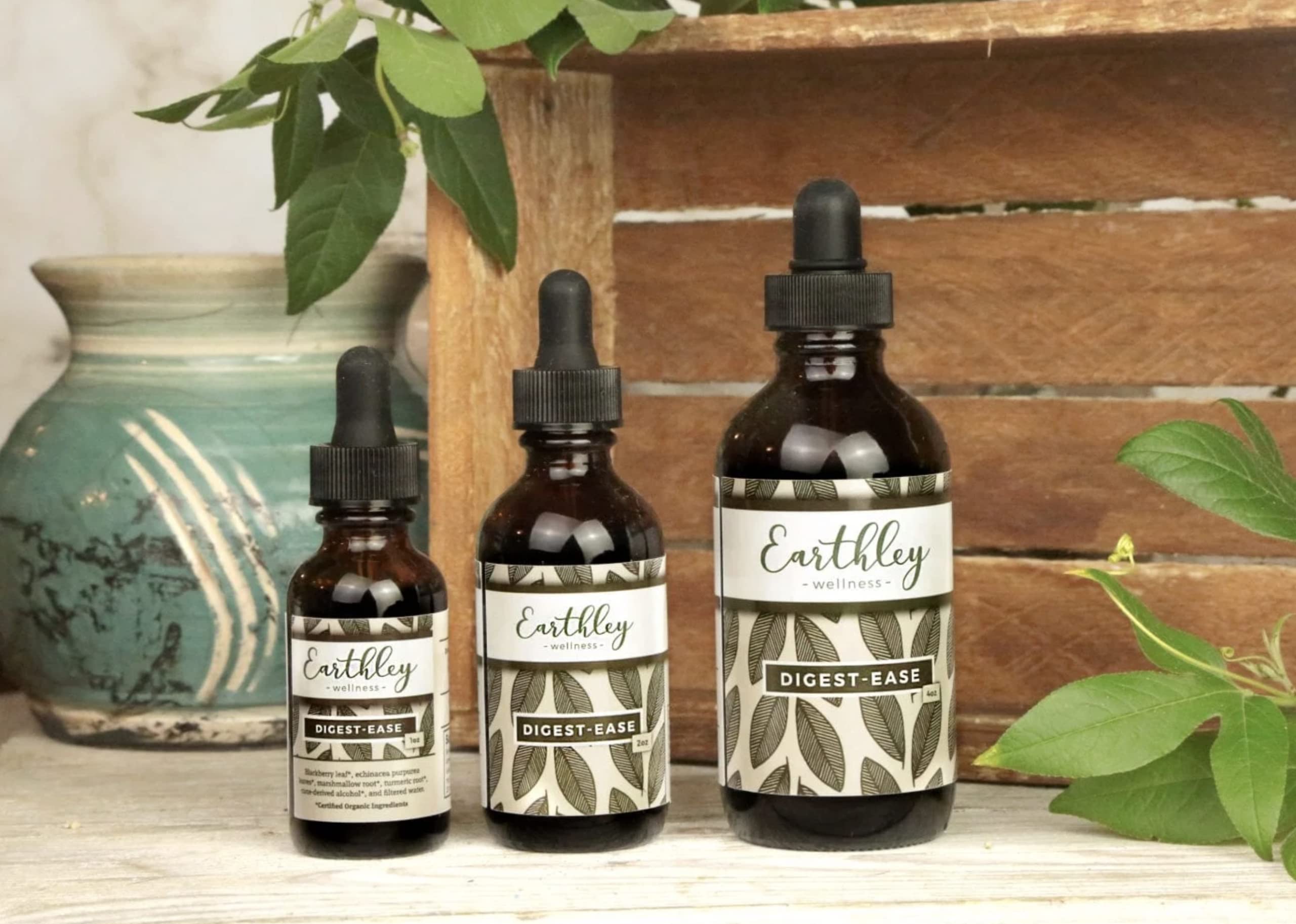 Earthley Wellness Digest Ease — étiquette montrant les ingrédients bio
