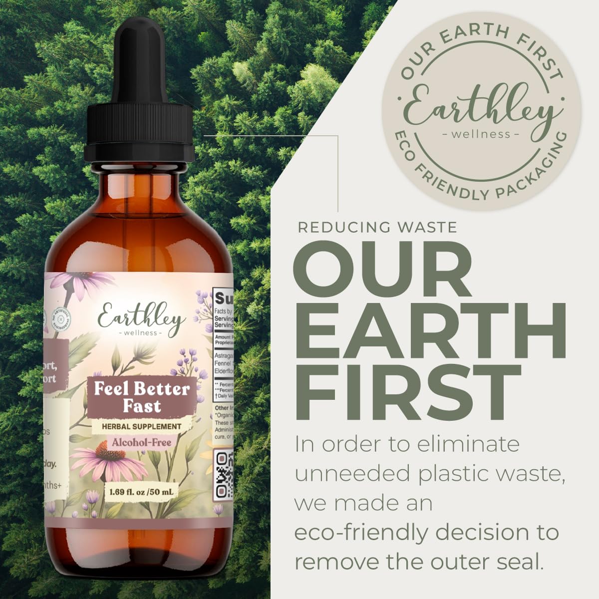 Earthley Wellness Feel Better Fast – ingrédients biologiques sans OGM et sans additifs.