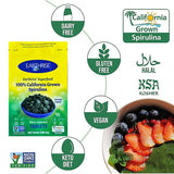 Earthrise tablettes végan sans gluten spiruline, adaptées aux régimes spéciaux.