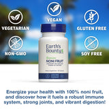 Earth's Bounty Noni, emballage recyclable et capsules faciles à ouvrir pour le quotidien.