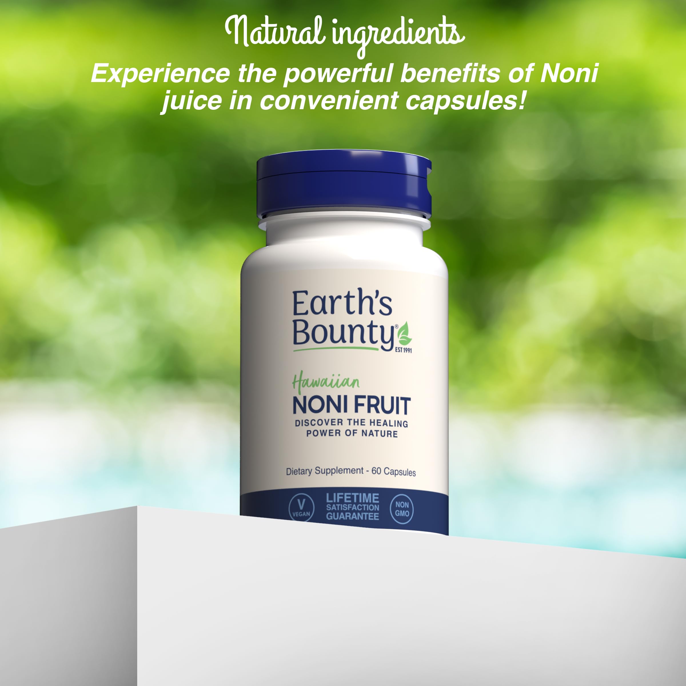 Earth's Bounty Noni, capsule pratique en voyage et usage nomade.