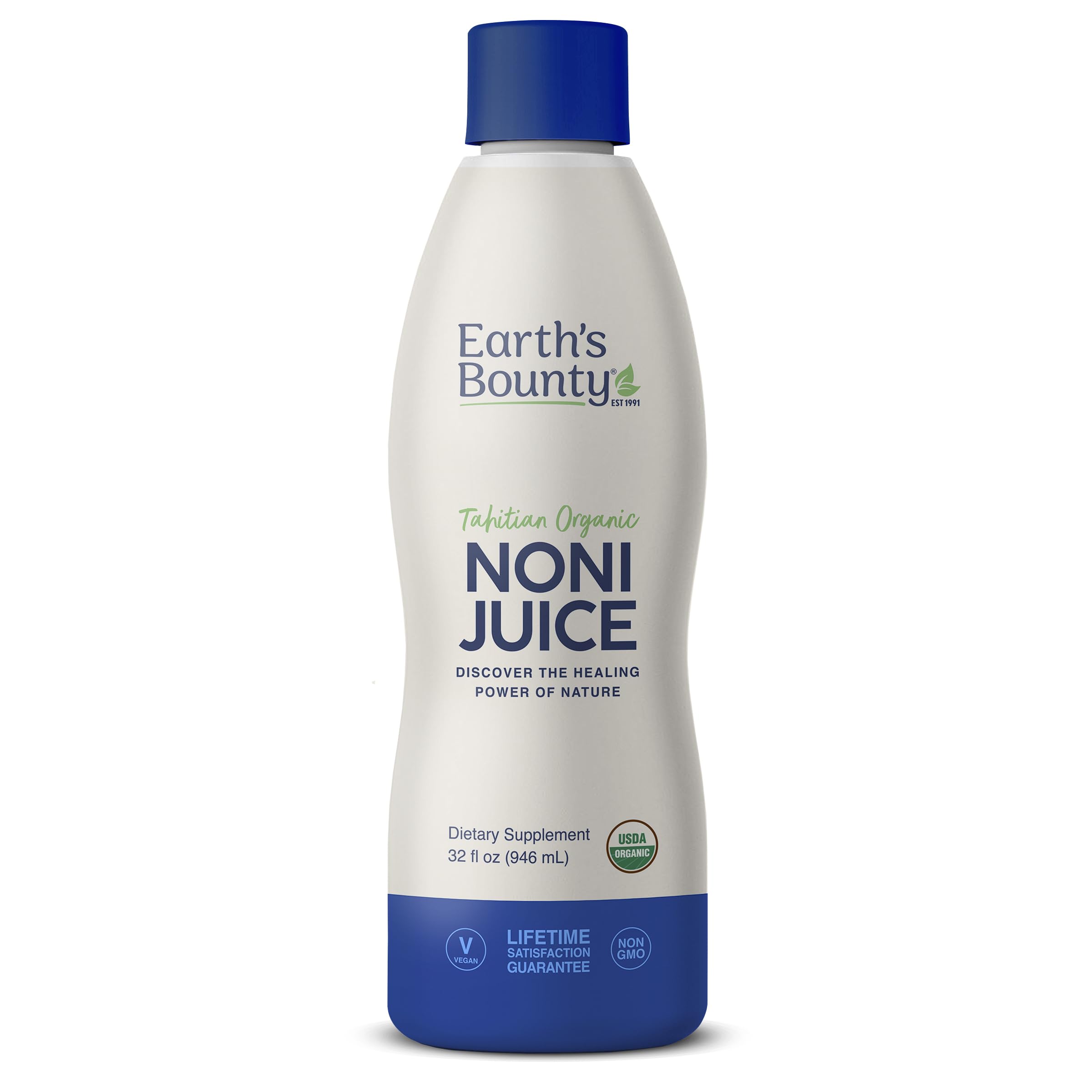 Earth's Bounty Noni Tahitien bouteille 32oz, jus pur sans additifs pour le quotidien.