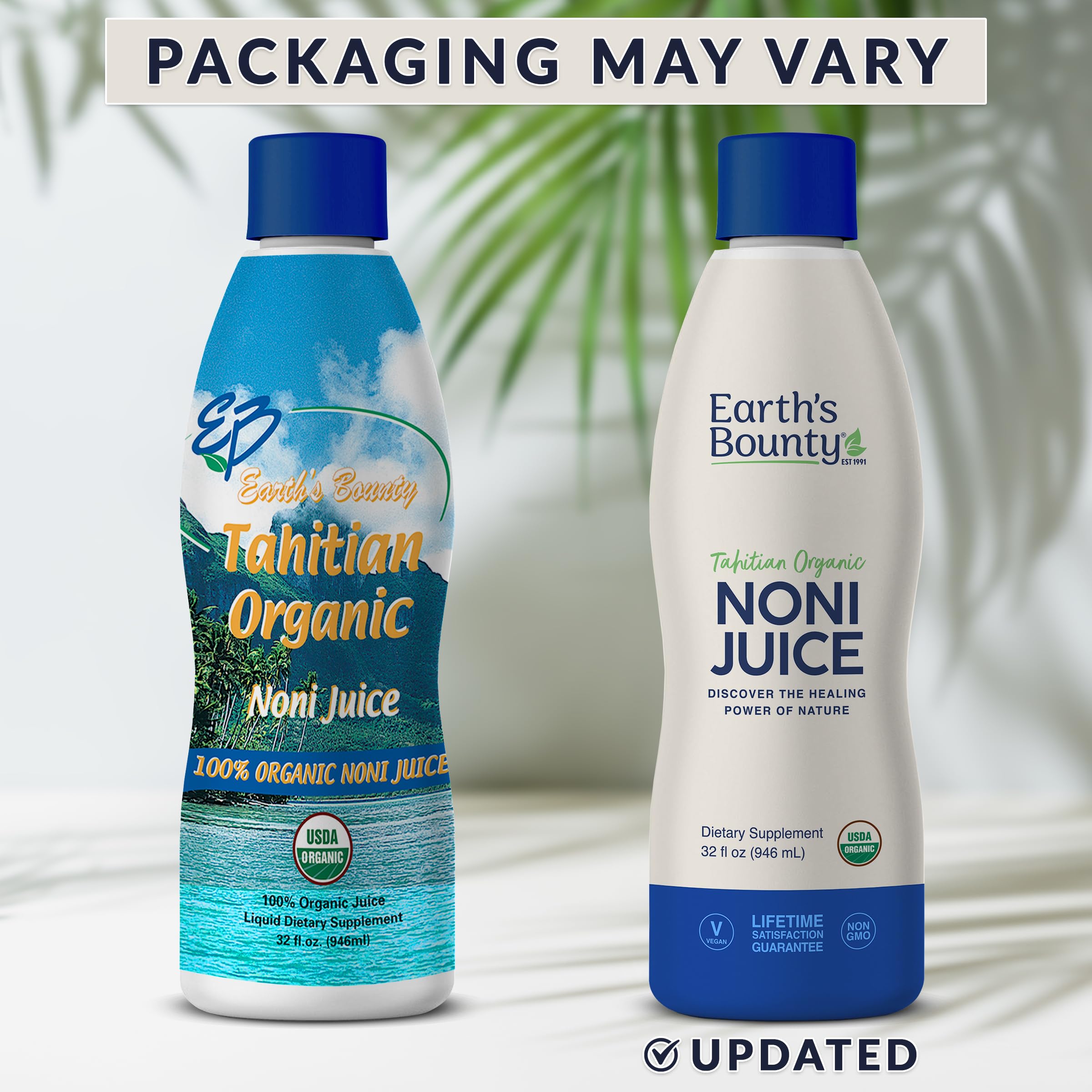 Earth's Bounty Noni Tahitien verre versee, prêt à savourer, booster naturel potentiel.