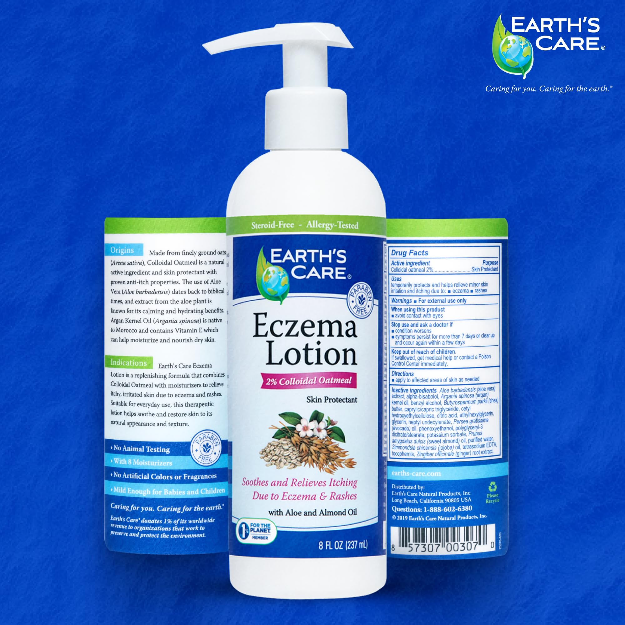 Earth's Care Eczema Lotion, aloé véra pour douceur et hydratation.