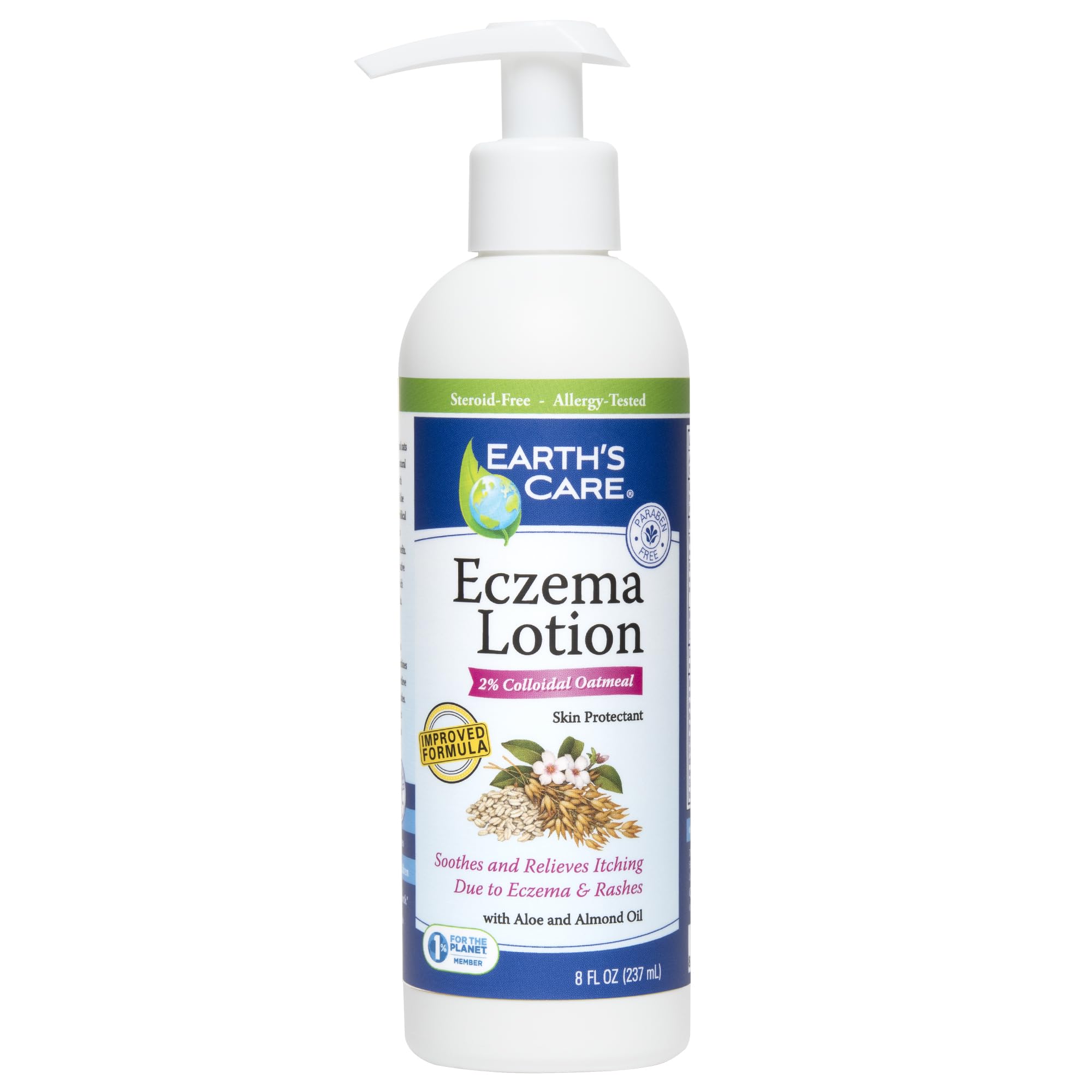 Earth's Care Eczema Lotion, bouteille prête à apaiser l'eczéma.