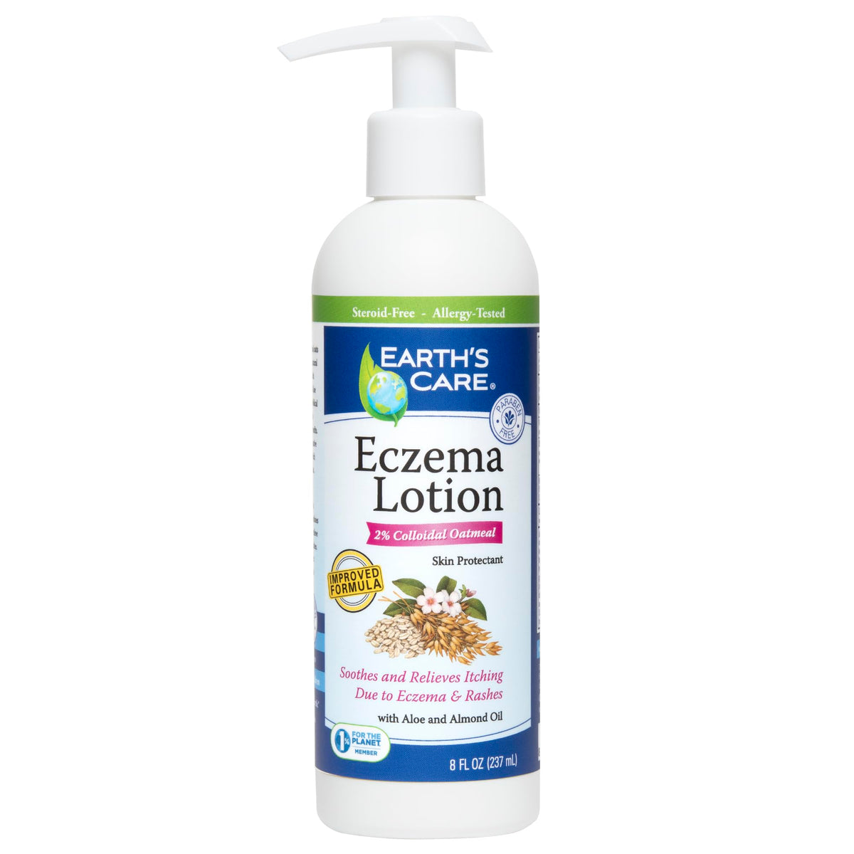 Earth's Care Eczema Lotion, bouteille prête à apaiser l'eczéma.