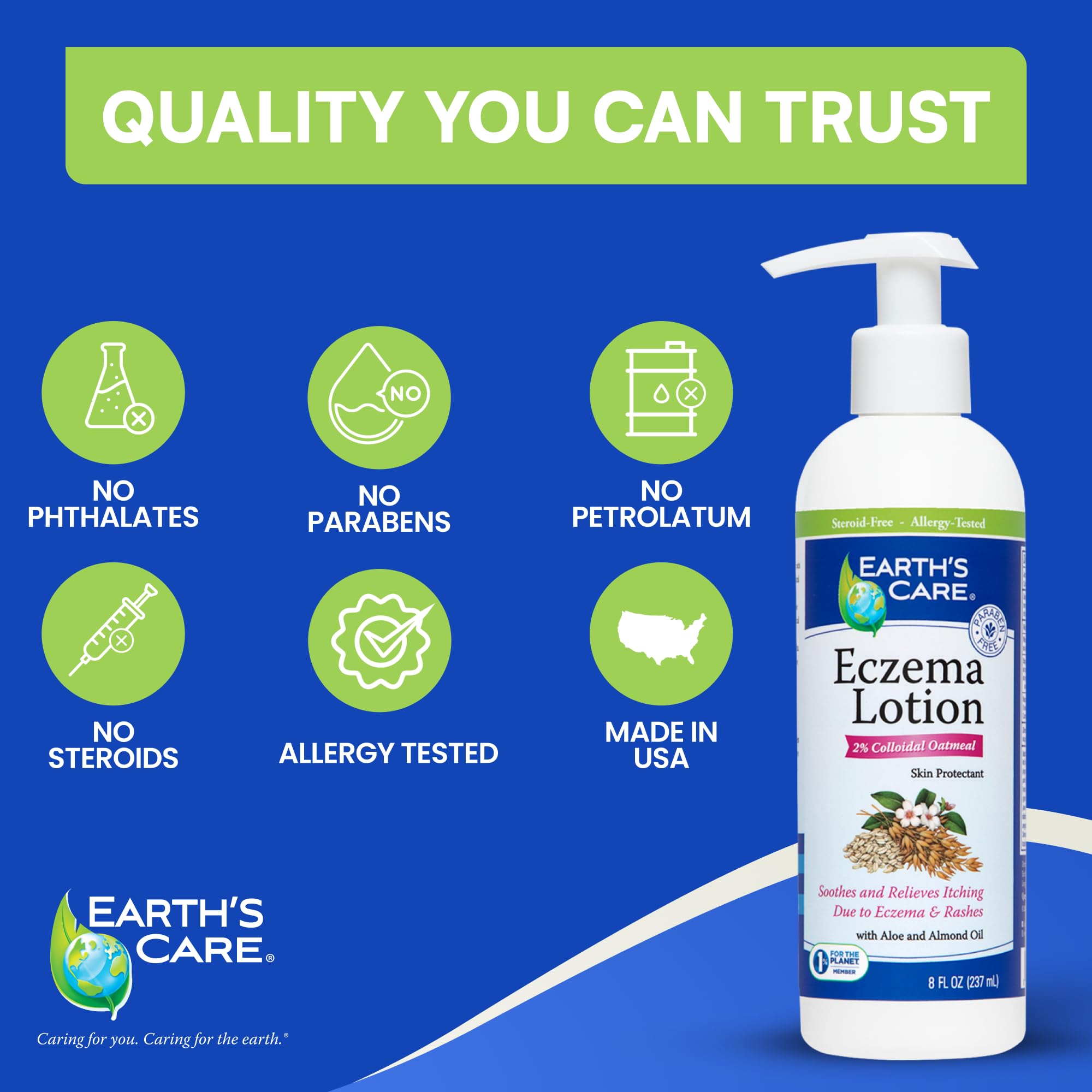 Earth's Care Eczema Lotion, huile d'argan marocaine pour hydratation.