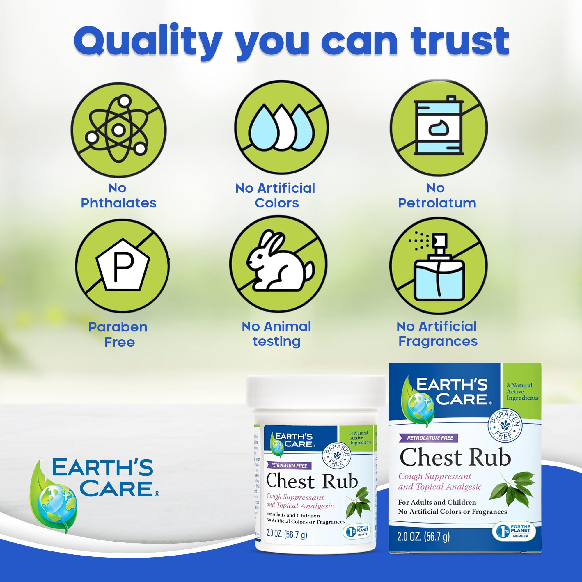 Ingrédients naturels Earth's Care: eucalyptus, camphre et menthol.