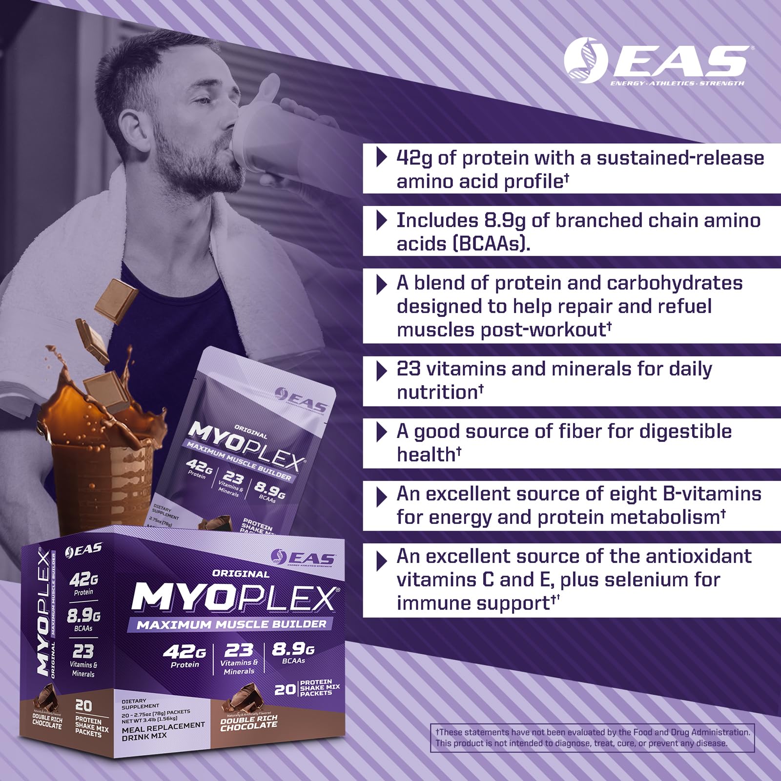 Boîte de 20 sachets Myoplex pour repas rapide après entraînement