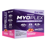 EAS Myoplex emballage et étiquette, informations nutritionnelles claires.
